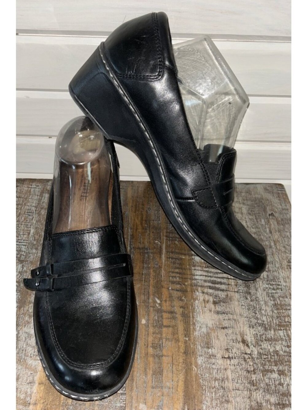 Cobb Hill by New Balance Sz 11M Deidre Black Leather Low Heel Shoes Loafers